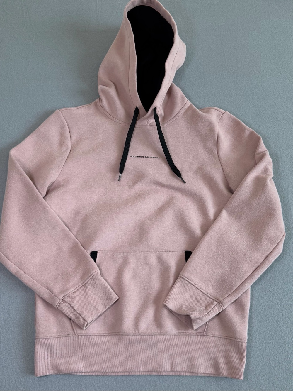 Hollister Light Pink Pullover Hoodie with Black Accents